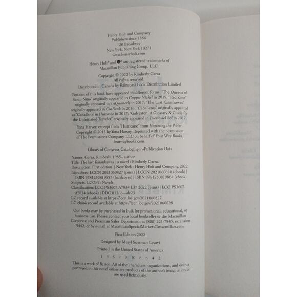 The Last Karankawas Novel Kimberly Garza Hardcover 2022 - Picture 4 of 4